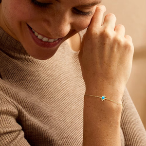 CANNER Nouveau Bracelet en Argent 925 Personnalisé avec Turquoise, Design Simple et Élégant, Bracelet à Perles Incrustées de Pierre Gemme Soleil pour Femme - Product Image 5