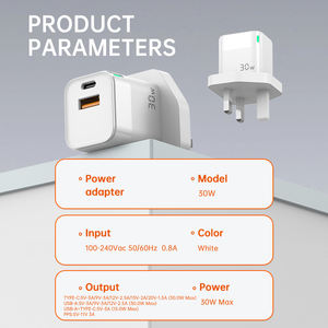 UK Plug PD <span class=keywords><strong>30W</strong></span> Double Port Adaptateur <span class=keywords><strong>Chargeur</strong></span> Type C USB C <span class=keywords><strong>Chargeur</strong></span> de charge rapide pour <span class=keywords><strong>iPhone</strong></span> 15 16 Pro Max 3.0 Fonction - Product Image 3