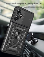 Étui de téléphone protecteur en TPU avec béquille antichoc et objectif en PC avec support d'anneau pour Xiaomi Redmi 13C 5G Note 13 Pro Plus
