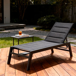 HOMFUL-Chaise Lounge con marco de aluminio, silla reclinable ajustable para patio, <span class=keywords><strong>tumbona</strong></span> para jardín y piscina, color negro - Product Image 6