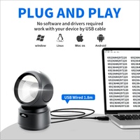 Scanner de présentation sphérique JR T30e avec éclairage diffuse, faible consommation d'énergie, filaire, mains libres, 2D, pour point de vente au détail