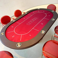 Luxuriöser Runder Pokertisch für 8 Spieler aus Italienischer Fertigung, Klappbar, Holz, Ovales Design für Mahjong- und Pokerspiele