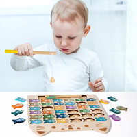 Juego de Pesca con Letras y Números Montessori, Tablero de Rompecabezas de Madera, Juguete Educativo de Pesca para el Desarrollo Cognitivo, Conteo y Ortografía de Niños Pequeños
