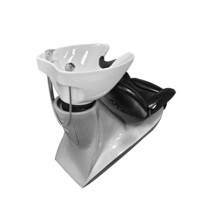 Fauteuil de lavage de luxe moderne pour salon, unité de lavage de cheveux en cuir synthétique, couleur personnalisable, station de lavage capillaire avec structure métallique pour barbier - Product Image 6