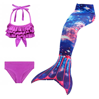 Ensemble de 3 pièces pour enfants : Robe de bain sirène, bikini de plage et queue de sirène élégante