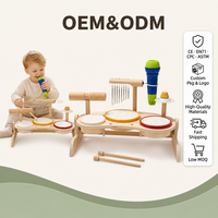 Nouvelle table musicale éducative en bois pour enfants, avec barres de clochettes, tambour, cymbale, ensemble de percussion, instruments de musique sans BPA, baguettes de batterie, Montessori