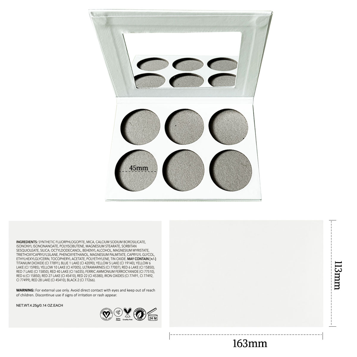 6 ronde blush palette blanche