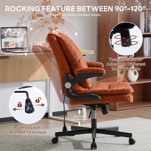 Criss Cross Legged Office <b>Chair</b> with Flip-Up <b>Back</b>&Dynamic Airbag Lumbar <b>Support</b>, Wide Seat Desk <b>Chair</b>, Flip-Up Arms with Wheels - Product Image 5
