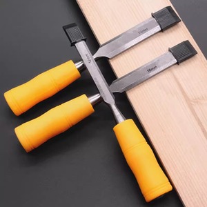 Ciseaux à bois 12 mm 16 mm 19 mm à pointe droite, outils de menuiserie avec manche jaune - Product Image 1