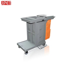Carrello Multiuso in Plastica Grigia a 4 Ruote con Doppia Porta, Capacità 90 kg, per <span class=keywords><strong>Pulizie</strong></span> in <span class=keywords><strong>Camere</strong></span> d'Albergo - Product Image 2