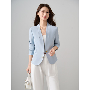 Women's Blazer Long Sleeve Solid Color Cotton Slim Fit Casual Fashion Spring Autumn Jacket For Petite Women - Product Image 5