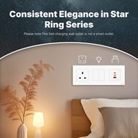 Enchufe de Pared de Carga Rápida Moes Star Ring 30W 65W GaN, Estándar UK/EU, 3 Puertos (2 USB-C + USB-A) PD3.0 PPS con Carcasa Ignífuga