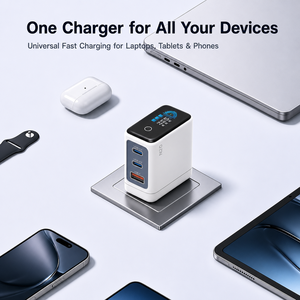 อะแดปเตอร์ชาร์จไฟ Schitec 67W GaN UK แบบเสียบผนัง รองรับการชาร์จเร็ว PD ช่องเสียบ Type-C และ USB-A พร้อมหน้าจอ LCD แสดงผลแบบสัมผัส สำหรับแล็ปท็อป โทรศัพท์ และแท็บเล็ต - Product Image 6