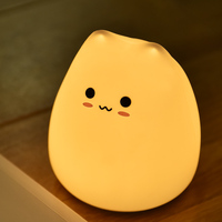 Veilleuse pour enfants en forme de chat, en silicone, à changement de couleur, tactile, LED RGB, pour chevet et table, mini lampe de chambre pour bébé et enfant