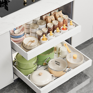 Étagère <span class=keywords><strong>de</strong></span> <span class=keywords><strong>rangement</strong></span> coulissante robuste pour <span class=keywords><strong>cuisine</strong></span>, avec panier <span class=keywords><strong>sous</strong></span> l'évier dans l'armoire, sur rail - Product Image 2