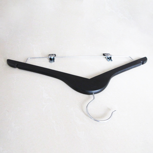 Sleek 12mm Flat Notched Black Finish Chrome Hook For VIP Cloakroom Custom Logo Black Wood Coat <b>Hangers</b> - Product Image 5