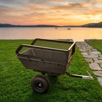 Remorque benne tout-terrain robuste avec une capacité de charge de 700 kg, côtés en maille noire pour le transport agricole, l'aménagement paysager et le jardinage