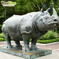 실물 크기 현대 옥외 정원 큰 청동 코뿔소 동상