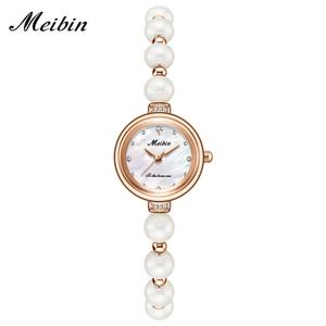 Reloj de Pulsera de Cuarzo para Mujer, Deportivo, Ejecutivo, de Lujo, con Correa de Perlas, Esfera con Manecillas, Resistente al Agua - Product Image 2