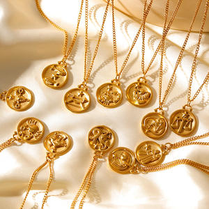 Collier <span class=keywords><strong>Horoscope</strong></span> zodiaque <span class=keywords><strong>chinois</strong></span> en acier inoxydable Collier pendentif médaillon pièce ronde 12 animaux Cadeau d'anniversaire astrologie - Product Image 5