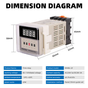 جهاز مرحل تأخير وقت DH48S-2Z مع مدرج التأخر مع مقبس من سلسلة DH48S مع قاعدة تيار متردد 220 فولت و110 فولت تيار متردد/تيار مستمر 24 فولت و12 فولت - Product Image 5