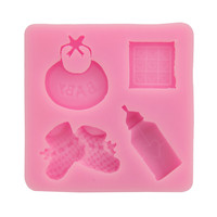 Moules à gâteau DIY en silicone, carrés 3D, classiques, populaires, simples, amusants, avec motifs de bébés, bavoirs, chocolat, biberons et chaussures