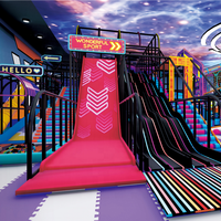 Aire de jeux pour enfants, parc d'attractions néon, aire de jeux intérieure, équipement de jeux doux personnalisé en usine avec toboggan LED par Cheer Amusement