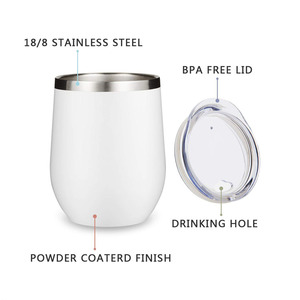 Vaso de vino inoxidable de doble pared, blanco, sublimación, barato, Regular, China, 12Oz - Product Image 3