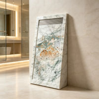 Plaque de drain de douche rectangulaire de luxe à motif pierre, cache-drain linéaire dissimulé pour projets d'ingénierie de salles de bain commerciales