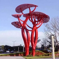 Sculpture d'arbre de jardin personnalisée en acier Corten, grande sculpture creuse en forme de palmier, style forêt tropicale, décoration d'arbre en acier inoxydable pour hôtel