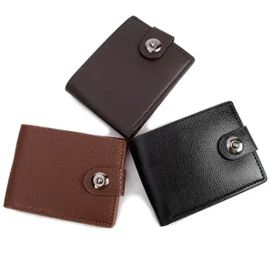 Dompet pendek koin kancing magnet, dompet saku PU pendek Mode grosir, dompet tempat kartu kredit