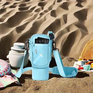 Portable Water Bottle <b>Lanyards</b> with Neoprene Shoulder Strap and Zipper Phone Pocket Cup Keychain for Gift - Product Image 5