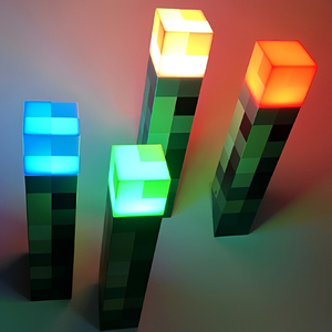 Phong cách hiện đại cho cho Minecraft <span class=keywords><strong>Led</strong></span> đèn pin <span class=keywords><strong>Torch</strong></span> đêm đèn USB có thể sạc lại tường ánh sáng ABS màu-thay đổi màu vàng cho - Product Image 1