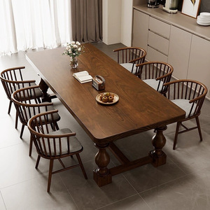 Modern Luxury Solid Wood High-End Rectangle <strong>Dining</strong> <strong>Table</strong> for Indoor Living Room Entry Use <strong>Foldable</strong> 6-Seater Waterproof - Product Image 1