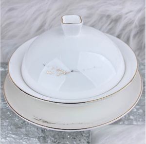 Juego de vajilla de porcelana china con decoración de mármol dorado y borde dorado a mano, vajilla de lujo para hotel, banquete de boda, restaurante, 45% de contenido de hueso de alta calidad - Product Image 4