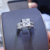 Bijoux de luxe pour femmes, bague de fiançailles et de mariage en argent 925 avec moissanite, cadeau de bijoux pour femmes