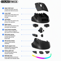 Mouse Nirkabel Ergonomis Isi Ulang BT Dual Mode 6 Tombol RGB Backlit Optik untuk Laptop dan Desktop