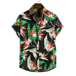 Custom Zomer Hawaii T Shirts Fiesta Camisa Hawaiana Algodon Para Hombre Chemise Hawaienne Aloha Strand Heren Tropisch Casual Shirt