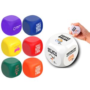 PU Dice Stress Relief Toy Ball Custom Logo Promotional <b>Cube</b> Foam Squeeze Toy Stress Relief Gift for Casino, Office, School Event - Product Image 1