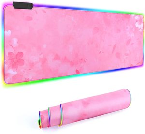 Miếng Lót Chuột In Rgb Led Chơi Game Bằng Cao Su Tự Nhiên Tốt Nhất Màu Trắng Trơn Tùy Chỉnh Màu Hồng - Product Image 2