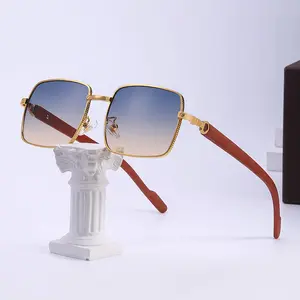 New Style Factory Supplier Sun Glasses Fashion Classic Design Oversized Square Metal Frame Sunglasses