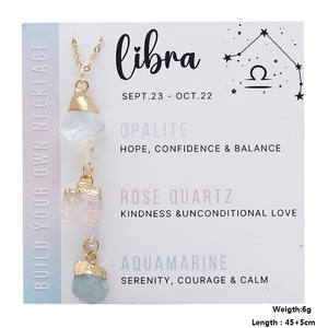 Collier de pierre de naissance en acier inoxydable Bijoux du zodiaque en cristal naturel pour l'équilibre des chakras <span class=keywords><strong>et</strong></span> l'horoscope astrologie - Product Image 5