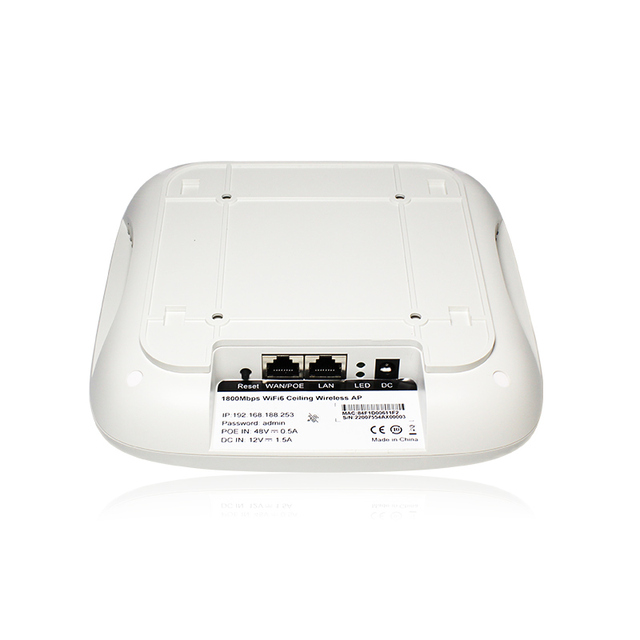 Wifi 6 Poe Ceiling Ap Access Point Wireless 1800Mbps White Oem Odm Router 2.4G & 5G Reset Button Access Point Wifi 6 Ax