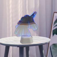 Lumière colorée de soupir de néon de miroir d'infini de lumière de forme de licorne avec la batterie AAA