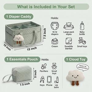 Organizador de Pañales para Bebé, Cesta para Bebé, Regalo para Baby Shower, Cesta Portátil para Cambiar Pañales, Bolsa de Transporte y Almacenamiento Postparto - Product Image 2