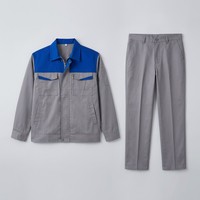 Uniforme de travail gris bleu réfléchissant haute visibilité en polyester à manches longues unisexe pour la construction, respirant et à séchage rapide