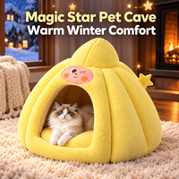 Lit-caverne pour chat en peluche chaude, semi-fermé, avec coussin amovible pour chats et petits chiens, OEM