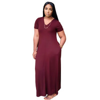 Robes maxi femmes été personnalisées, amples, longues robes décontractées couleur unie dames élégantes grande taille
