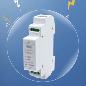 2-in-1 耐久性のある 220V ネットワーク電源サージプロテクター 10/100Mbps RJ45 雷保護装置 DIN レール SPD モジュール CCTV/IP カメラ用 - Product Image 1