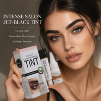Kit Professionnel de Teinture Cils et Sourcils Noir Jet 7ml Crème Colorante 7ml Révélateur Mélange 1:1 pour Usage en Salon OEM